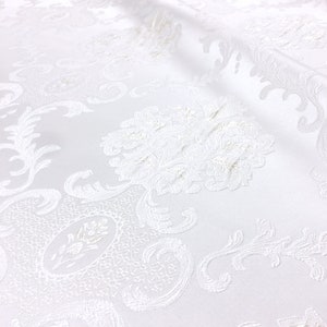 Light Ivory Provence Signature Large Damask Brocade Jacquard Fabric/Drapery, Upholstery, Decor, Costume / Fabric By the Yard