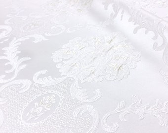 Grand tissu jacquard brocart damas signature Provence ivoire clair/draperie, rembourrage, décoration, costumes/tissu par mètre