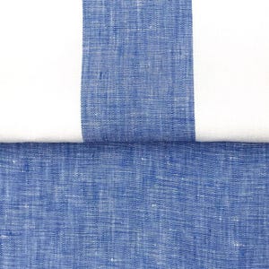 300cm / 118&quot; WIDE Lanshire Pure 100% linen Stripe Solid Fabric 175gsm / Blue White / Table, Curtain, Upholstery, Apparel /Fabric by the Yard