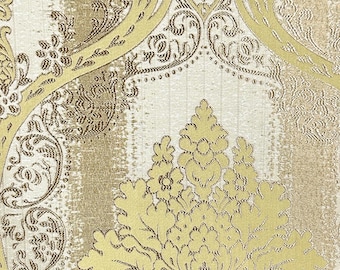 LORENS Golden Brown Damask Soft Sheen Jacquard Stoff / Vorhänge, Polster, Dekor, Kostüm / Meterware