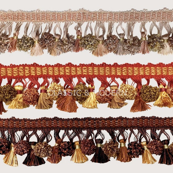2 Tassel Fringe Trim Drapery Upholstery Pillows Etsy