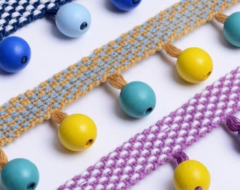 12 Yards / 9 Farben / AMRIS Perlen Ball Quaste Fransenborte