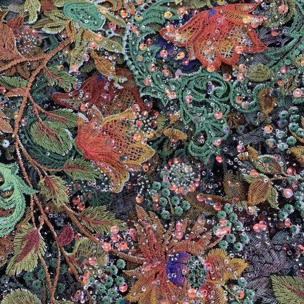 Sheer Beaded Fabric Etsy