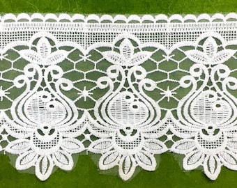 2 yardas/Encaje ancho/Encaje blanco roto/Encaje de algodón/Encaje de ganchillo/Encaje eduardiano/Novias, vestidos, muñecas, disfraces/Encaje cortado a medida