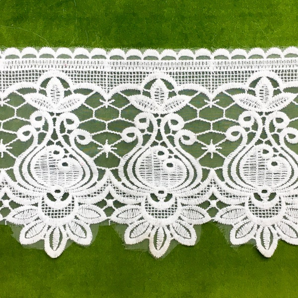 1 YARD/Wide Lace Trim/Off White Lace Trim/Cotton Trim Lace/Crochet Lace/Edwardian Lace/Bridal, Dresses, Dolls, Costume/Lace by the yard