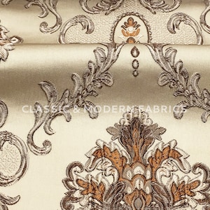 Provence Signature Large Damask Brocade Jacquard Fabric/Drapery, Upholstery, Decor, Costume/Fabric By the Yard/5 Colors