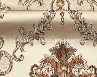 Provence Signature Large Damask Brocade Jacquard Fabric/Drapery, Upholstery, Decor, Costume/Fabric By the Yard/5 Colors