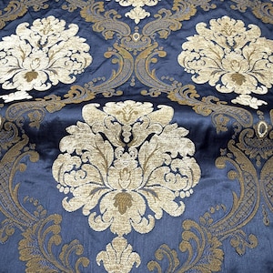 Labelle Damask Brocade Jacquard Dark Blue Fabric/Drapery, Upholstery, Decor, Costume/Fabric by the Yard image 8