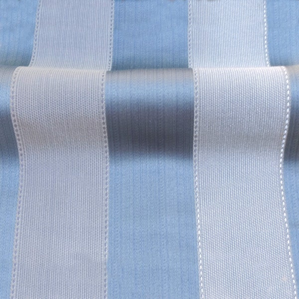 NAPOLI Blue Ivory Wide Striped Brocade Jacquard Fabric / Fabric by the Yard
