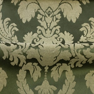 VIVIAN Olive Green Large Damask Jacquard Fabric / Fabric by the Yard