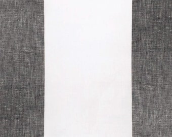 Manchester Pure 100% Linen Large Stripe, 175 gsm / Dark Grey, White / Drapery, Curtain, Upholstery, Costume, Apparel /Fabric by the Yard