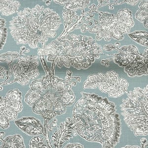 Davinia Bloom Spa 100% Cotton Fabric / Curtain, Drapery, Upholstery, Pillow