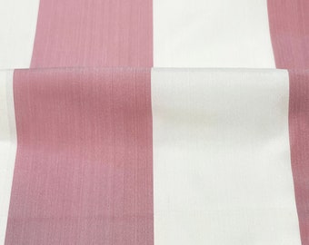 2 DESIGNS / Red Pink Off White Stripe Faux Silk Fabric / Drapery, Upholstery, Pillow, Apparel / Fabric by the Yard