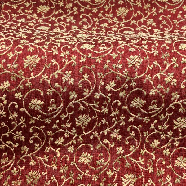 Burgundy Silk Brocade Fabric main image 0