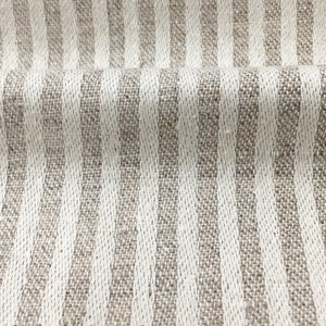 SAV II Pure 100% Beige Ivory Stripe Linen, 230 gsm / Drapery, Curtain, Upholstery, Costume, Apparel / Fabric by the Yard