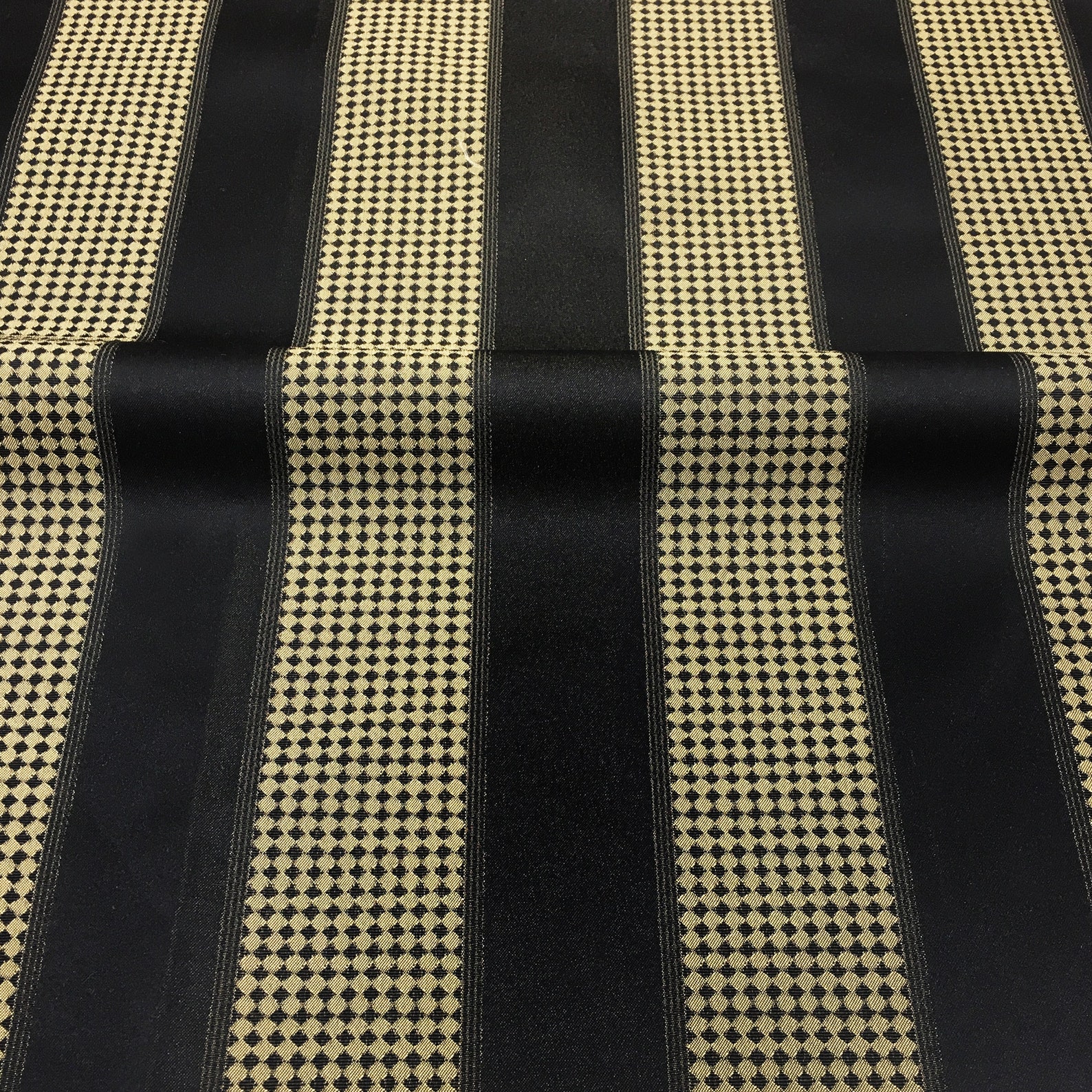 Black Gold Striped Jacquard Brocade Fabric / by the Yard Etsy