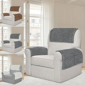 3 COLORS / Soft Plush 3-pc Headrest and Armrest Recliner Sofa Sofa Protector Slipcover Set