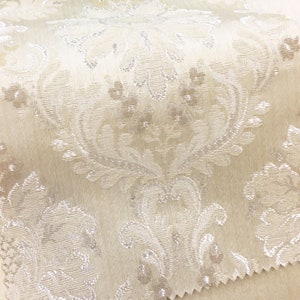 PALERMO Ivory Beige Floral Damask Brokat Jacquard Stoff / Verkauft lose Lagerware