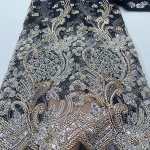 5 YARDS / 9 COLORS / Elowenra Beaded Embroidery Bridal Mesh Lace Fabric