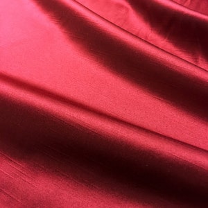 Solid Burgundy Crimson Red Soft Sheen Jacquard Fabric / By the Yard