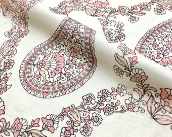 7 COLORS / Linen Cotton Paisley Print , 290gsm, Paisley Print / Drapery, Curtain, Upholstery, Costume, Apparel /Fabric by the Yard