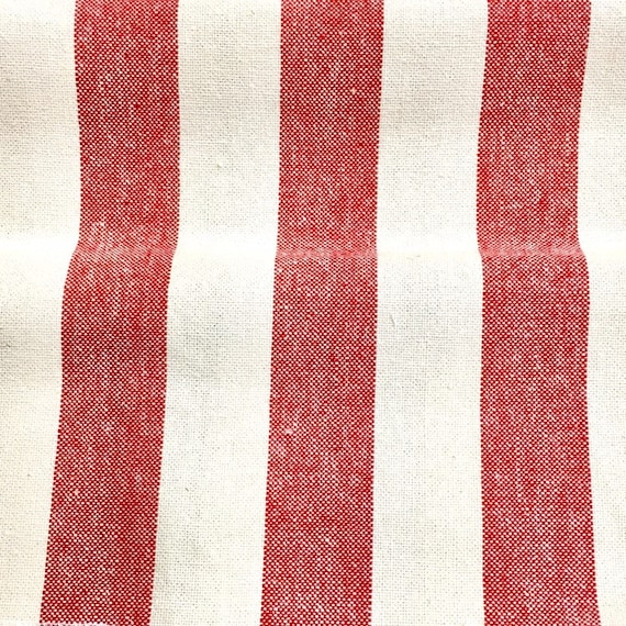 Waterford Pure 100 1 Inch Stripe Cotton 280 gsm Red stripe on cream Drapery Curtain Upholstery Costume Apparel Fabric by the Yard