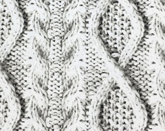 3 COLORS / Pure 100% Cotton, 260gsm, / Knit Cable Print / Drapery, Curtain, Upholstery, Costume, Apparel /Fabric by the Yard