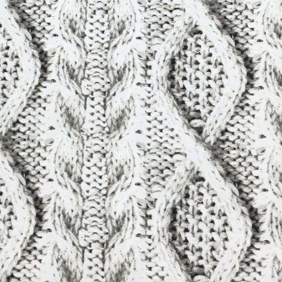 3 COLORS / Pure 100% Cotton, 260gsm, / Knit Cable Print / Drapery, Curtain, Upholstery, Costume, Apparel /Fabric by the Yard