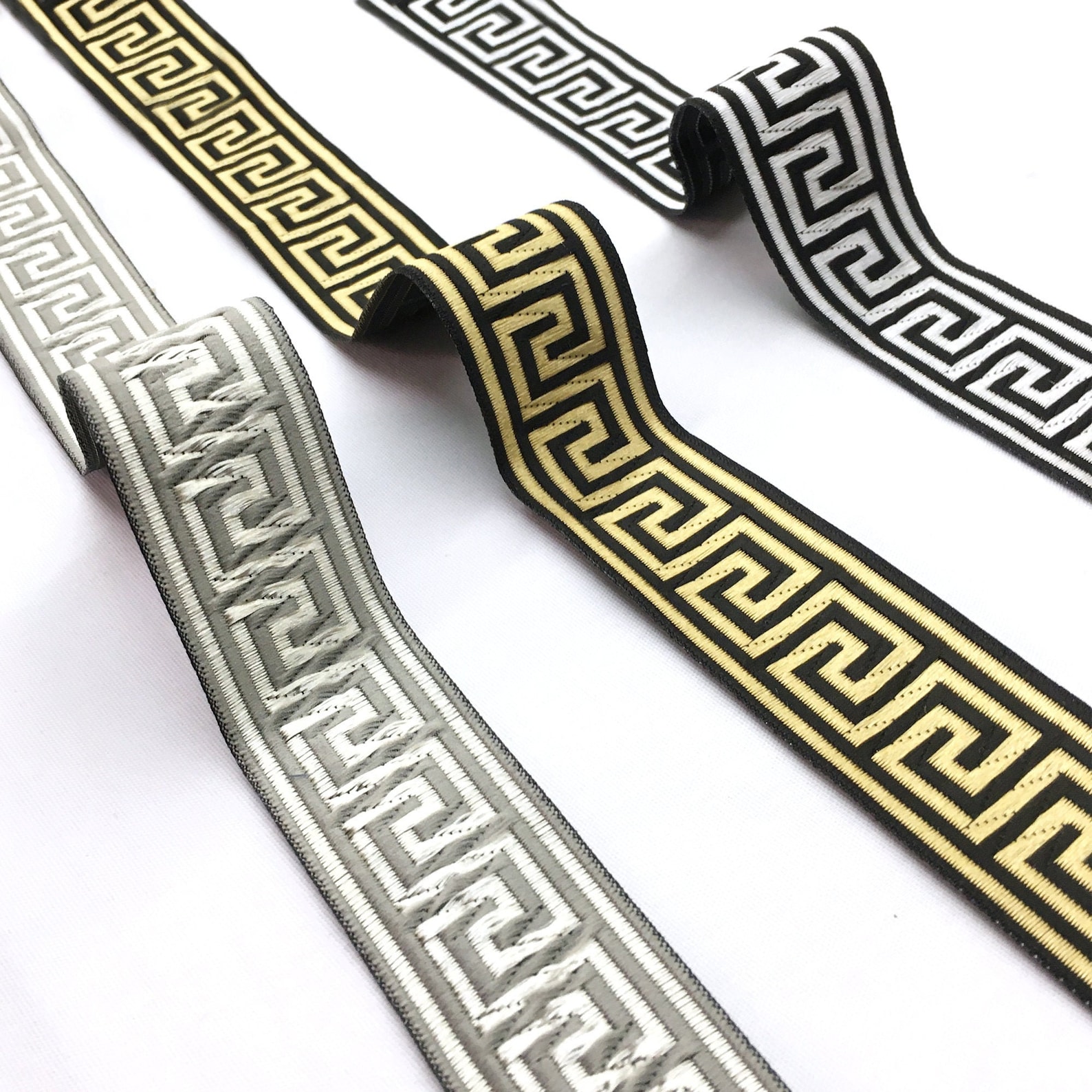 3 YARDS / 1.25 Inch Metallic Black Gold Greek Key Ribbon Trim - Etsy