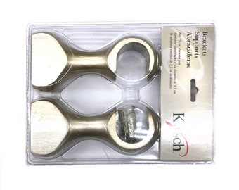 PAIR / For 1  3/8 inch Rod / Drapery Wood Bracket for 1 3/8&quot; Pole / Drapery Curtain Hardware / Bright Gold Color