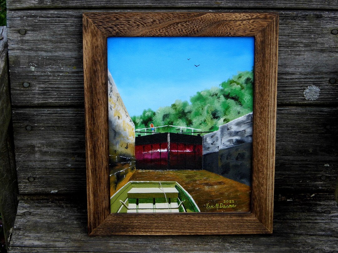 Kentucky River Lock 5 door Closed Original 11 X 8.5 Oil Painting on