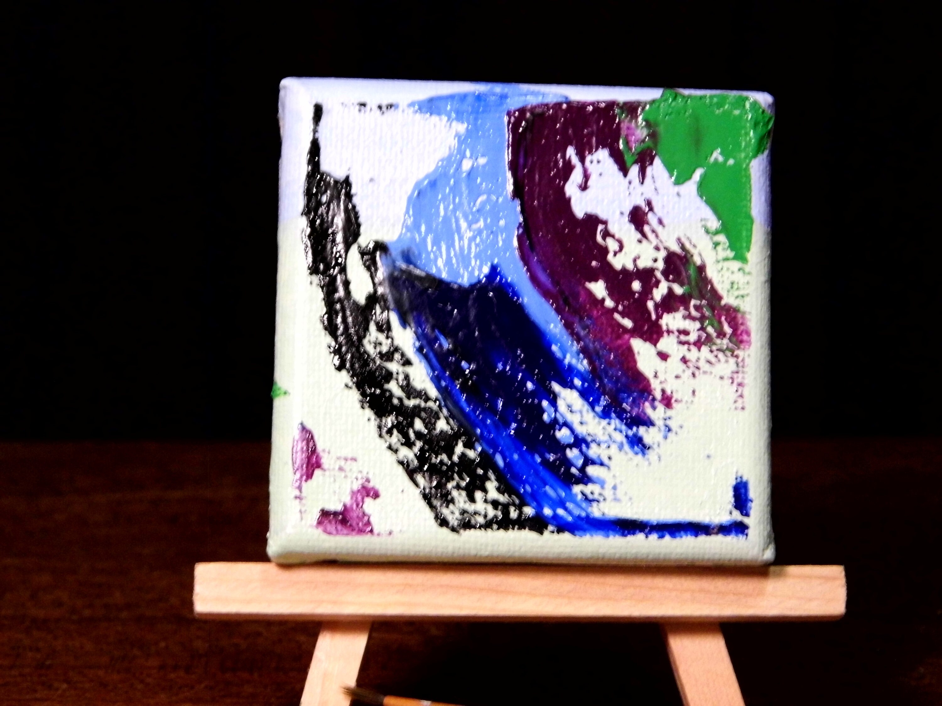 Leftovers Abstract Mini Oil Painting With Easel Etsy UK