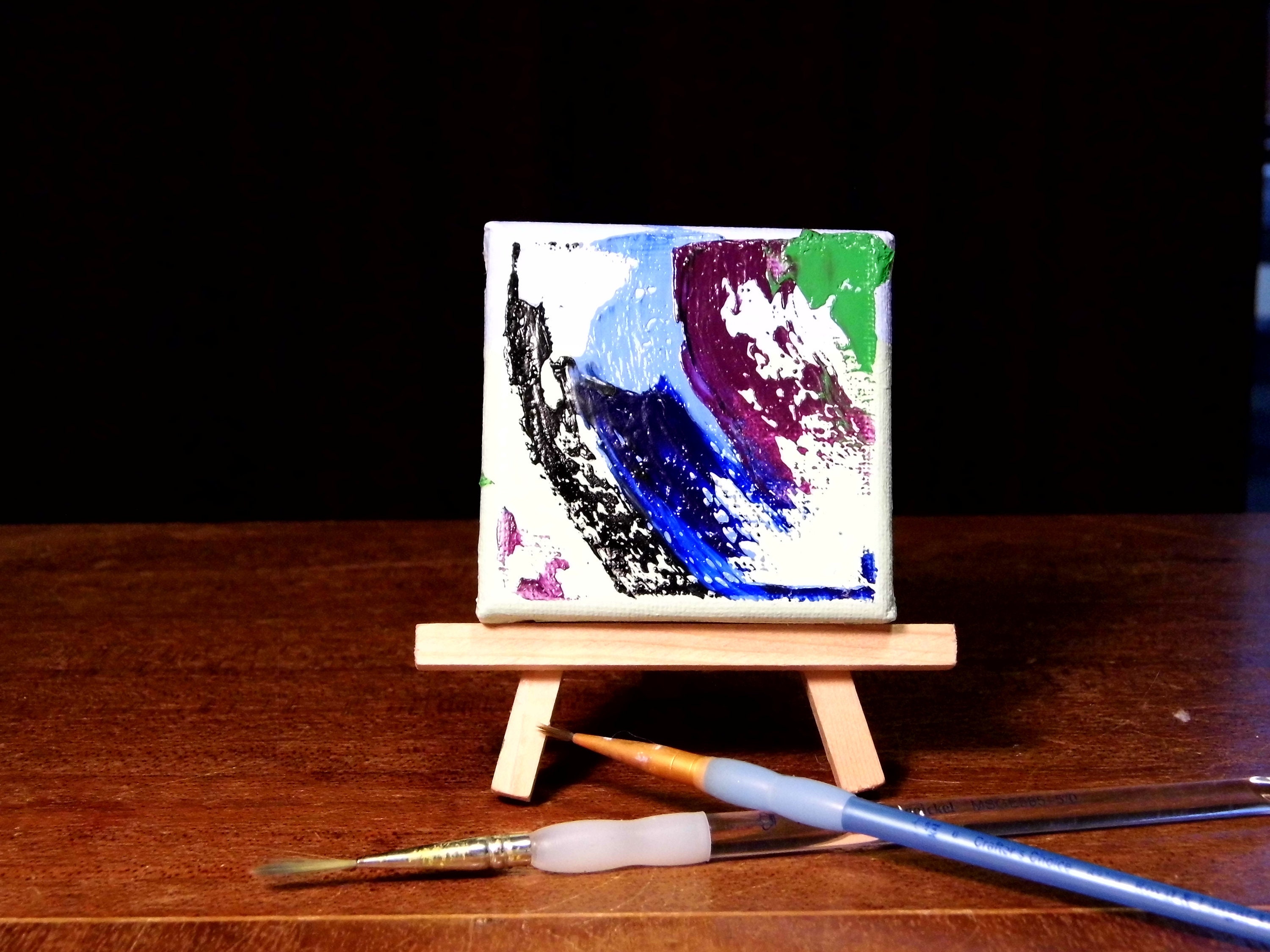 Leftovers Abstract Mini Oil Painting With Easel Etsy UK