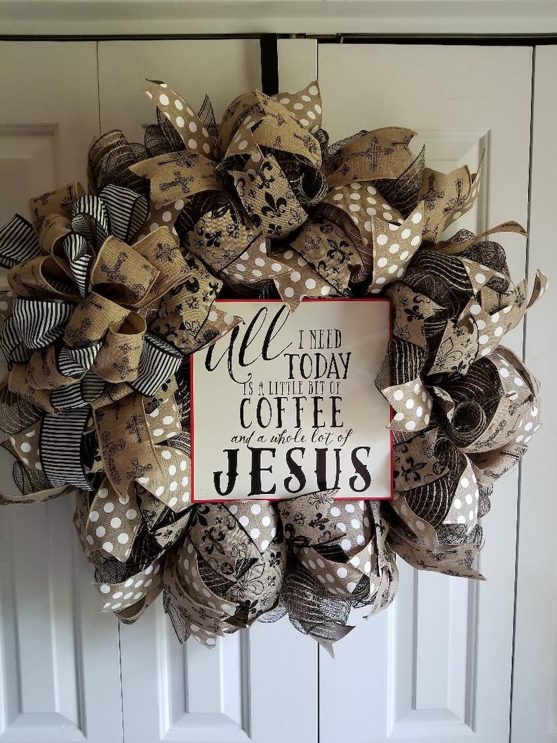 neutral colors Everyday wreath Whole lot of Jesus large bow religious wreath sign attachment