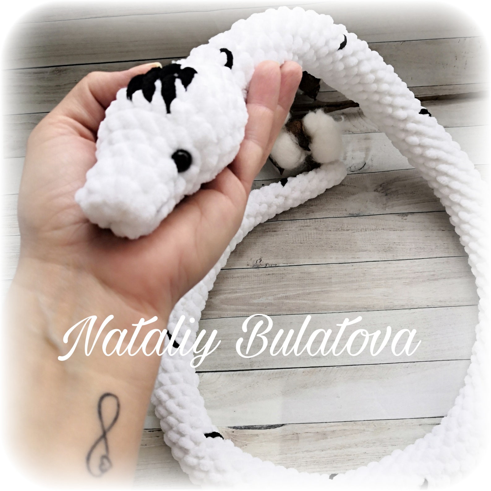 Plush cute knitted snake funny stuffed toy Gift box White Etsy