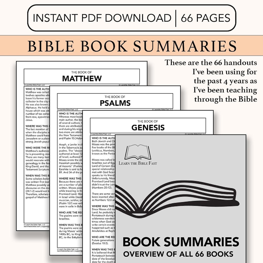 Bible Book Summaries Overview of All 66 Books Bible Study Guide Bible ...