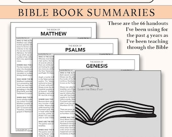 Bible Book Summaries Overview of All 66 Books Bible Study Guide Bible Summary Bible Book Bible Reference Digital Bible Guide Printable PDF