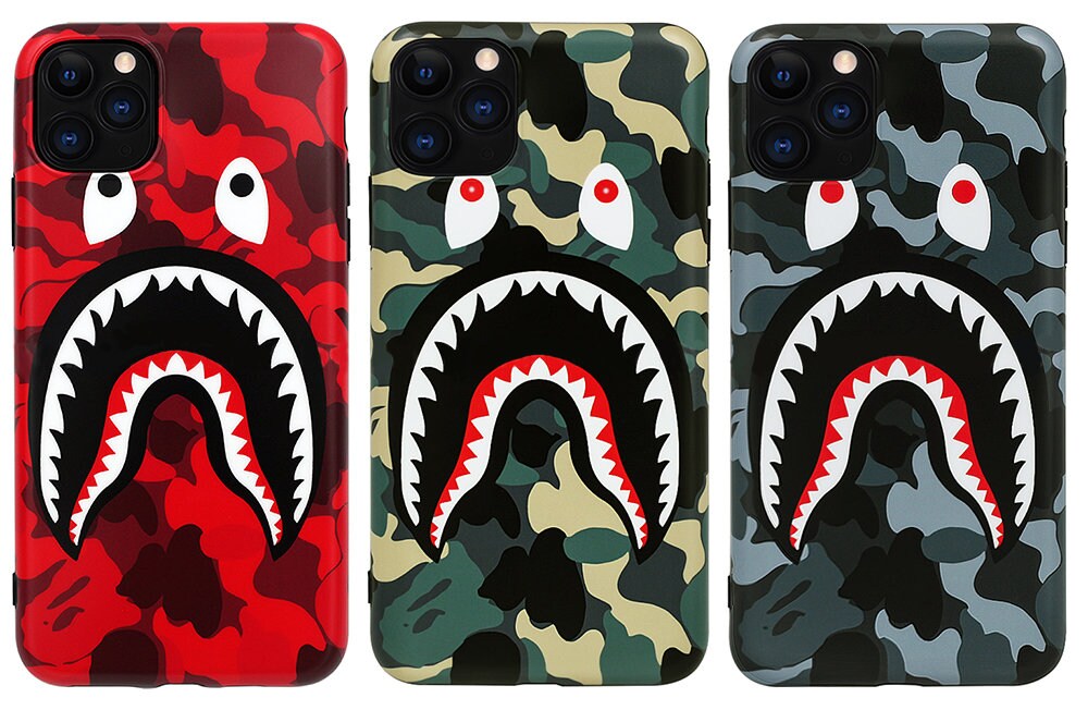 Red Camo Green Grey Bape Shark Mouth BATHING APE Silicone Phone Case …