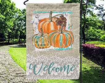 Fall Garden Flag, Garden Flag, Garden Decor, Fall Decor, Fall Home Decor, Fall Decorations, Gnome Flag, Fall Pumpkins, Cotton