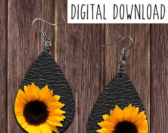 Earring Design, Drop Earring Design, Sunflower Earring Design, Flower Design, Digital Download, PNG, JPEG