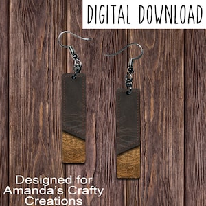 Earring Design, Bar Earring Design, Brass and stitched leather look Sublimation Earring Design, Bar Earring Design