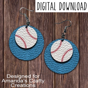 Light Blue Baseball Circle Earring Design, Baseball Earring Design, Baseball Circles, Digital Download, PNG, JPEG