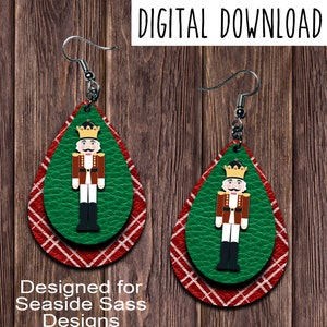 Red Nutcracker Teardrop Earring Design, Drop Earring Design, Red, Nutcracker, Christmas, Digital Download, PNG, JPEG