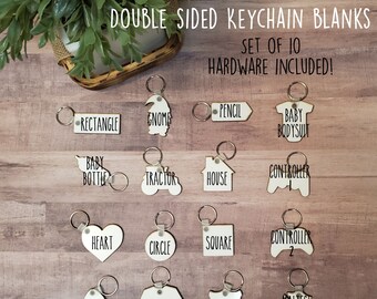 Double-Sided Sublimation Keychain Blanks - Hardboard Key Chain Shapes for Sublimation Crafting