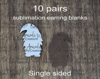 Sublimation hardboard blanks, gnome earring sublimation blanks, SINGLE-sided gnome earring shape blanks for sublimation