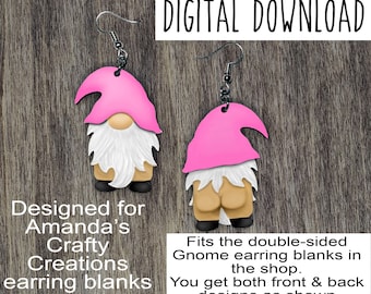 Conjunto de diseño de sublimación de aretes de gnomo desnudo: descarga digital dibujada a mano (JPG, PNG)