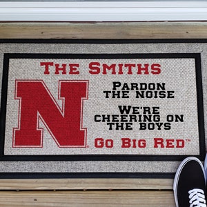 Welcome Mat, Entry Mat, Nebraska Mat, Home Decor, Door Mat, Nebraska Huskers, Personalized, Officially Licensed, Logo Door Mat