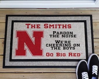 Welcome Mat, Entry Mat, Nebraska Mat, Home Decor, Door Mat, Nebraska Huskers, Personalized, Officially Licensed, Logo Door Mat