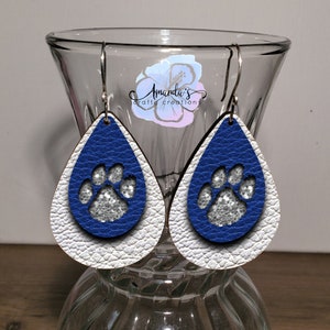 Teardrop Ohrringe, baumeln Ohrringe, Paw Print Ohrring, Pfotenabdruck Teardrop, Leder Textur Ohrring, Layered Look Ohrringe, Drop Schmuck