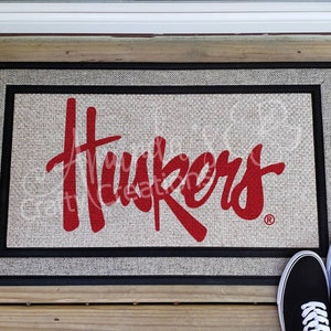 Welcome Mat, Entry Mat, Nebraska Mat, Home Decor, Door Mat, Nebraska Huskers, Personalized, Officially Licensed, Logo Door Mat